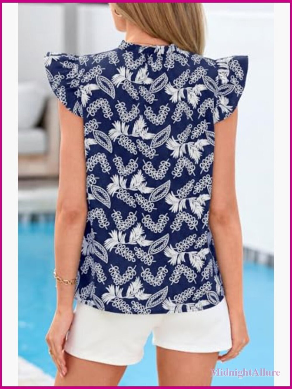 Ruffle Cap Sleeve V Neck Floral Blouse Button Down Work Shirt Summer Tops - Picture 5 of 7